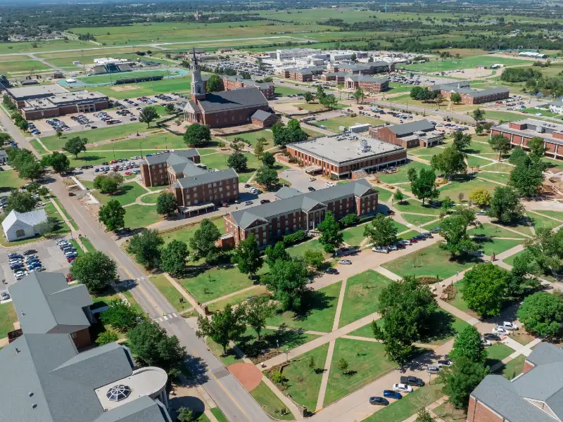 Drone shot of OBU campus