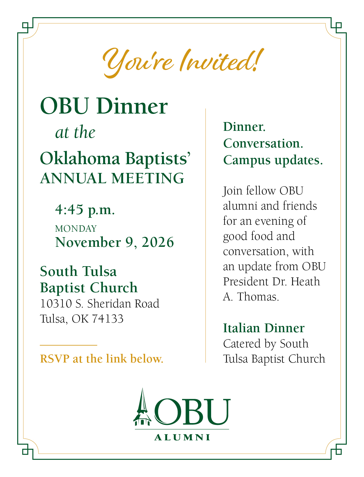 OBU dinner Ok Baptists 2026