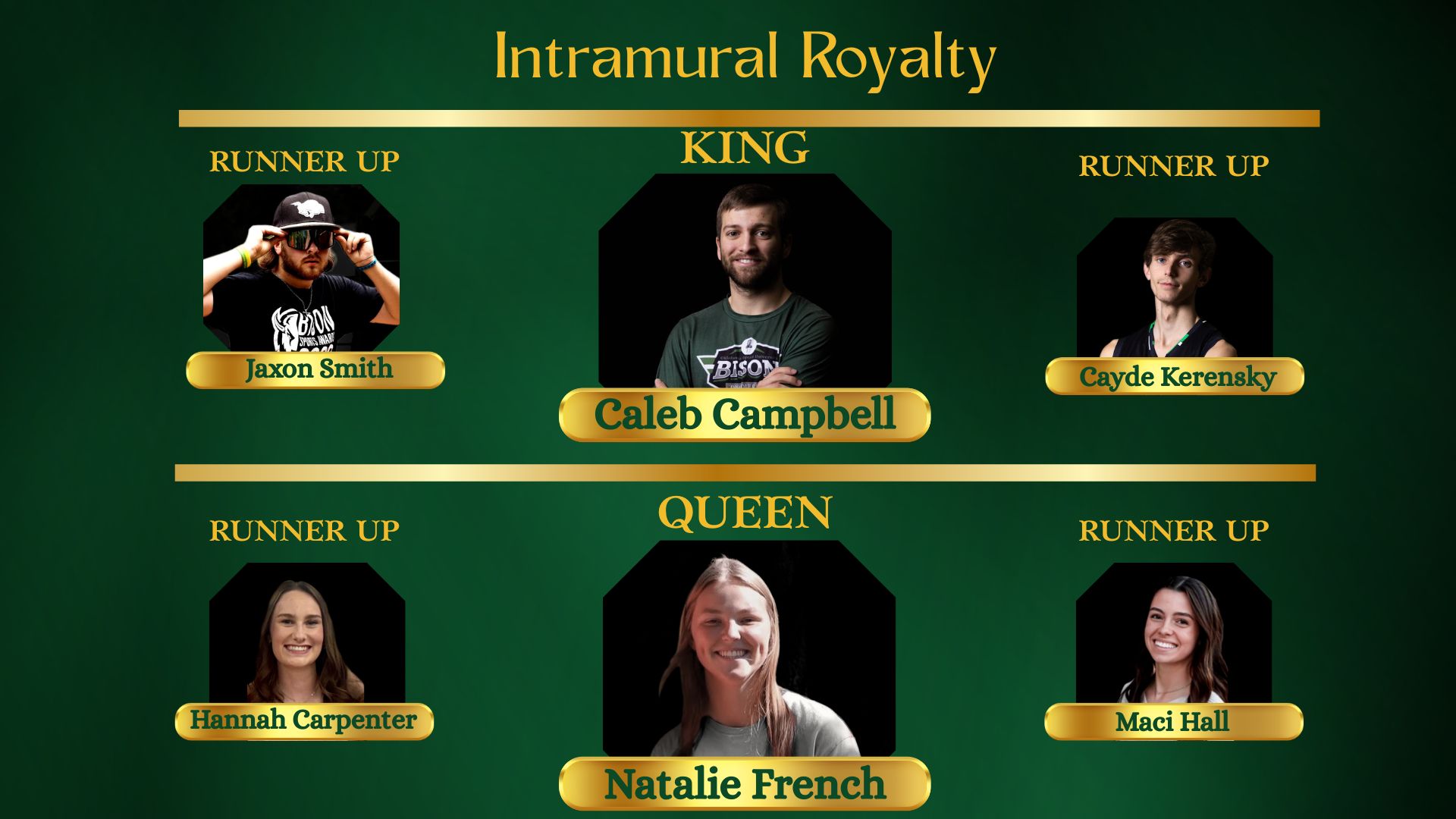 2026 Intramural King and Queen Court